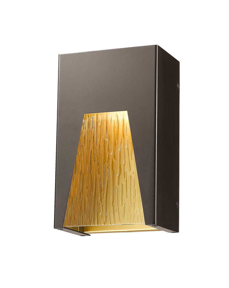 Millenial 1 Light 6" Outdoor Wall Light, 10" Tall in Bronze Gold
