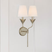 Broche 2 Light 12" Sconce in Antique Silver in a room setting