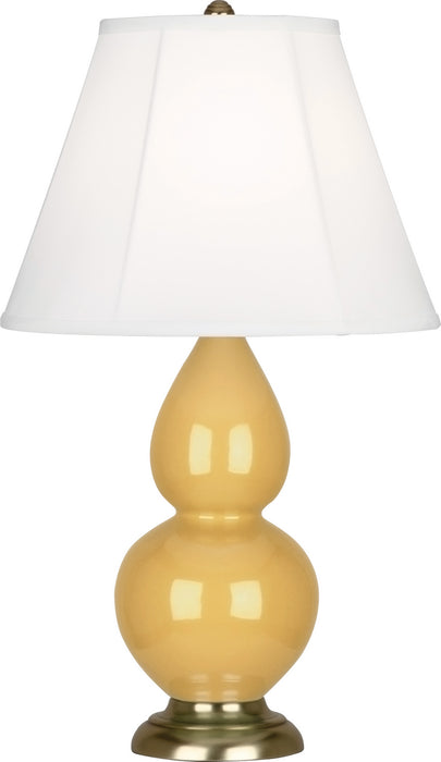 Small Double Gourd Accent Lamp with Ivory Stretched Fabric Shade - Lamps Expo