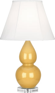 Small Double Gourd Accent Lamp with Ivory Stretched Fabric Shade - Lamps Expo