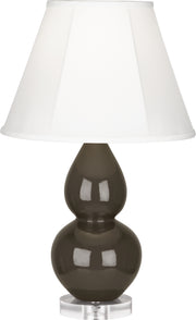 Small Double Gourd Accent Lamp with Ivory Stretched Fabric Shade - Lamps Expo