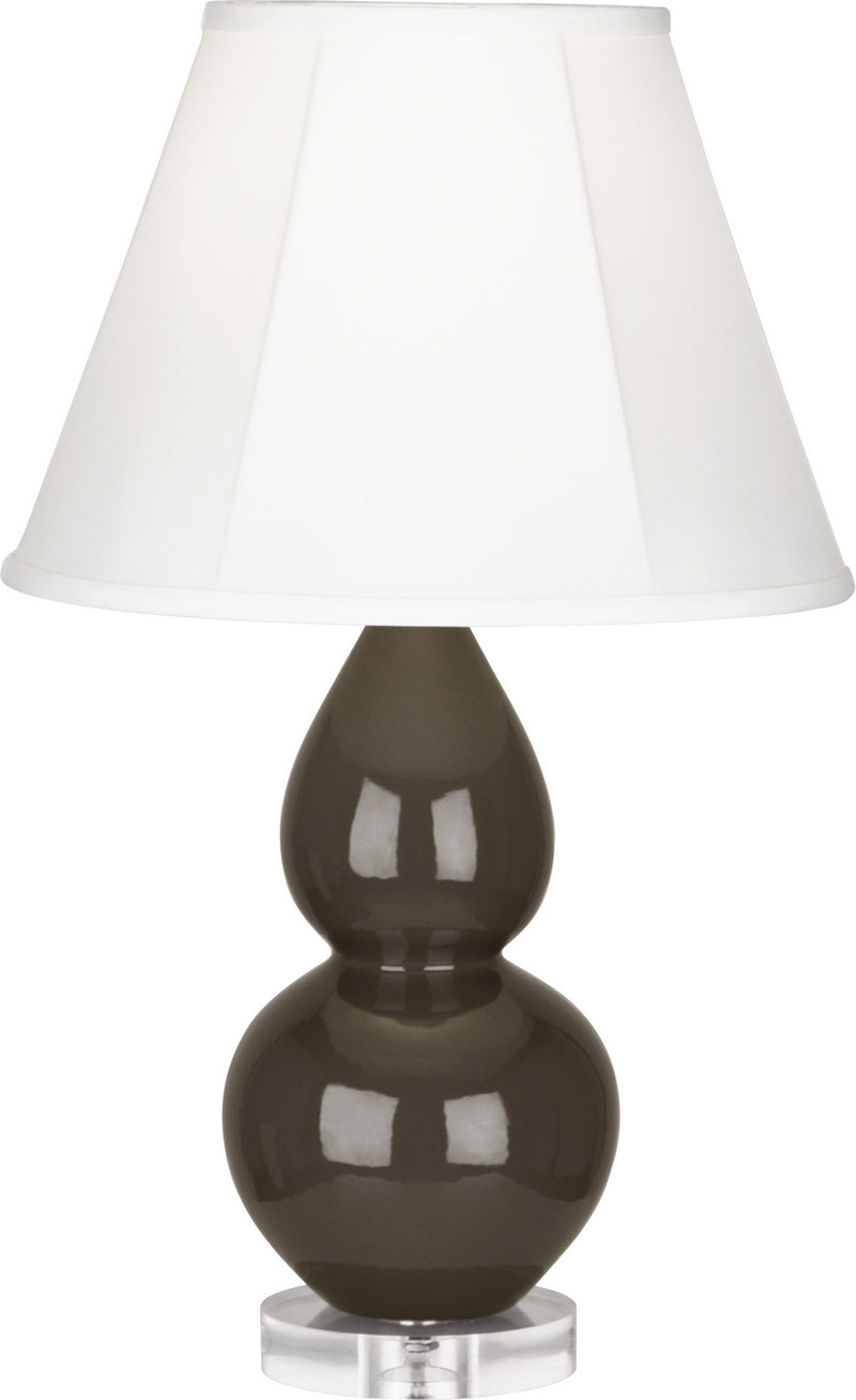 Small Double Gourd Accent Lamp with Ivory Stretched Fabric Shade - Lamps Expo