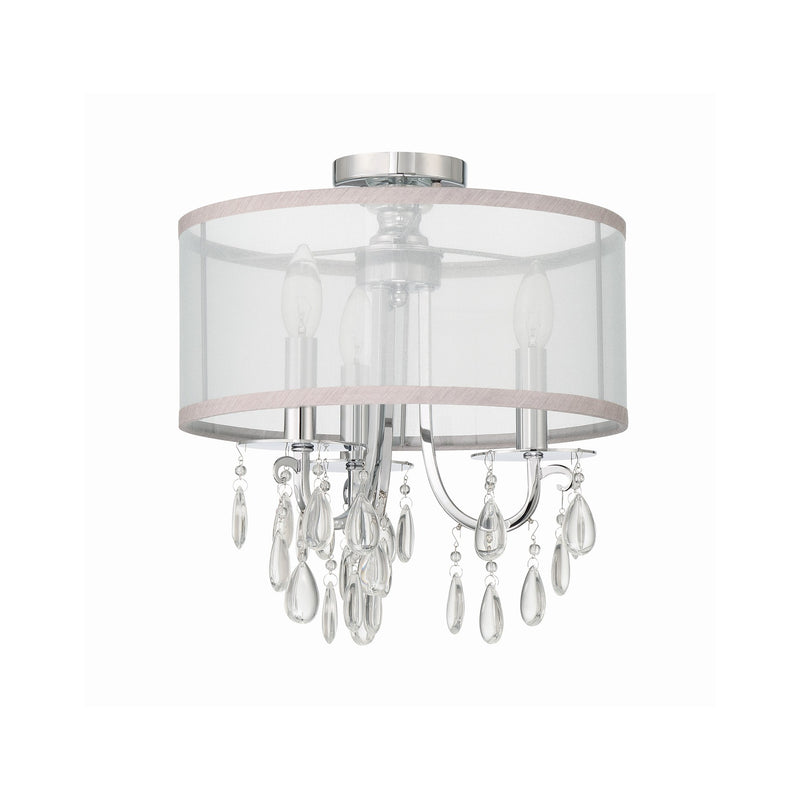 Hampton 3 Light 14" Semi Flush Mount in Polished Chrome
