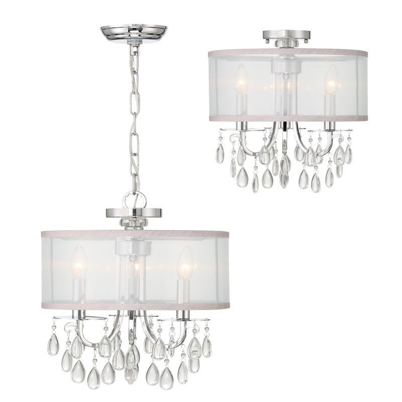 Hampton 3 Light 14" Semi Flush Mount in Polished Chrome
