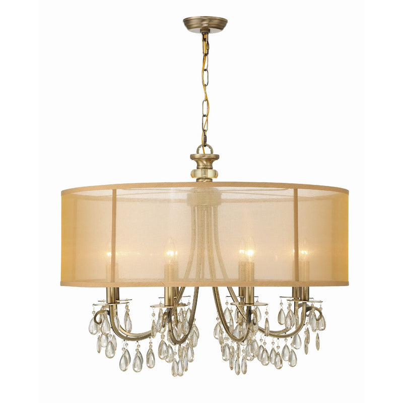 Hampton 8 Light 32" Chandelier in Antique Brass