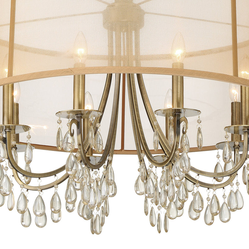 Hampton 8 Light 32" Chandelier in Antique Brass