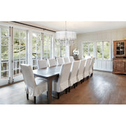 Hampton 8 Light 32" Chandelier in Polished Chrome in a room setting