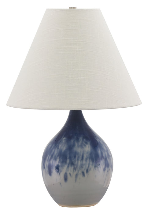 Scatchard 19 Inch Stoneware Accent Lamp in Decorated Gray with Cream Linen Hardback