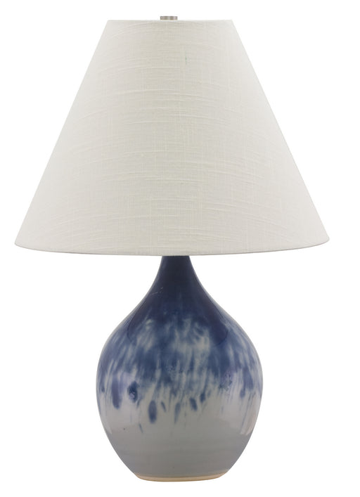 Scatchard 19 Inch Stoneware Accent Lamp in Decorated Gray with Cream Linen Hardback