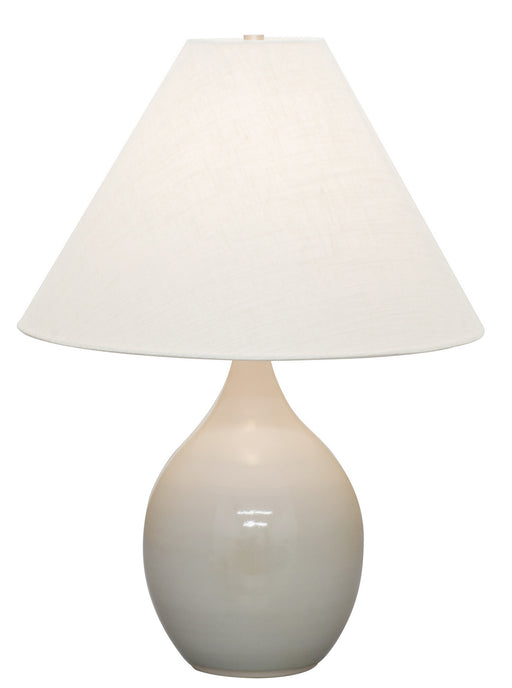 Scatchard 22.5 Inch Stoneware Table Lamp in Gray Gloss with Cream Linen Hardback