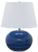 Scatchard 22 Inch Stoneware Table Lamp in Blue Gloss with White Linen Hardback