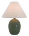 Scatchard 22.5 Inch Stoneware Table Lamp Green Matte with Cream Linen Hardback