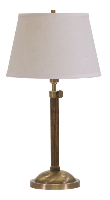 Richmond Adjustable Antique Brass Table Lamp with White Burlap Hardback