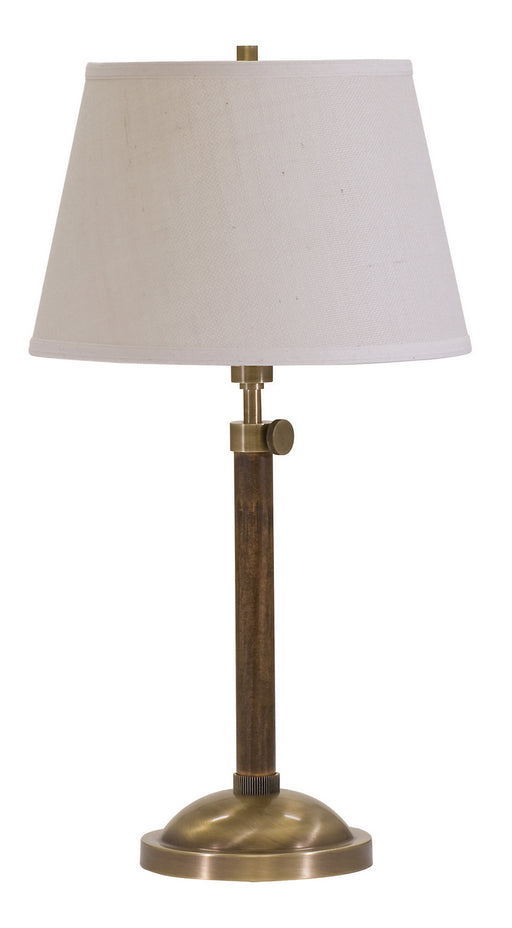Richmond Adjustable Antique Brass Table Lamp with White Burlap Hardback