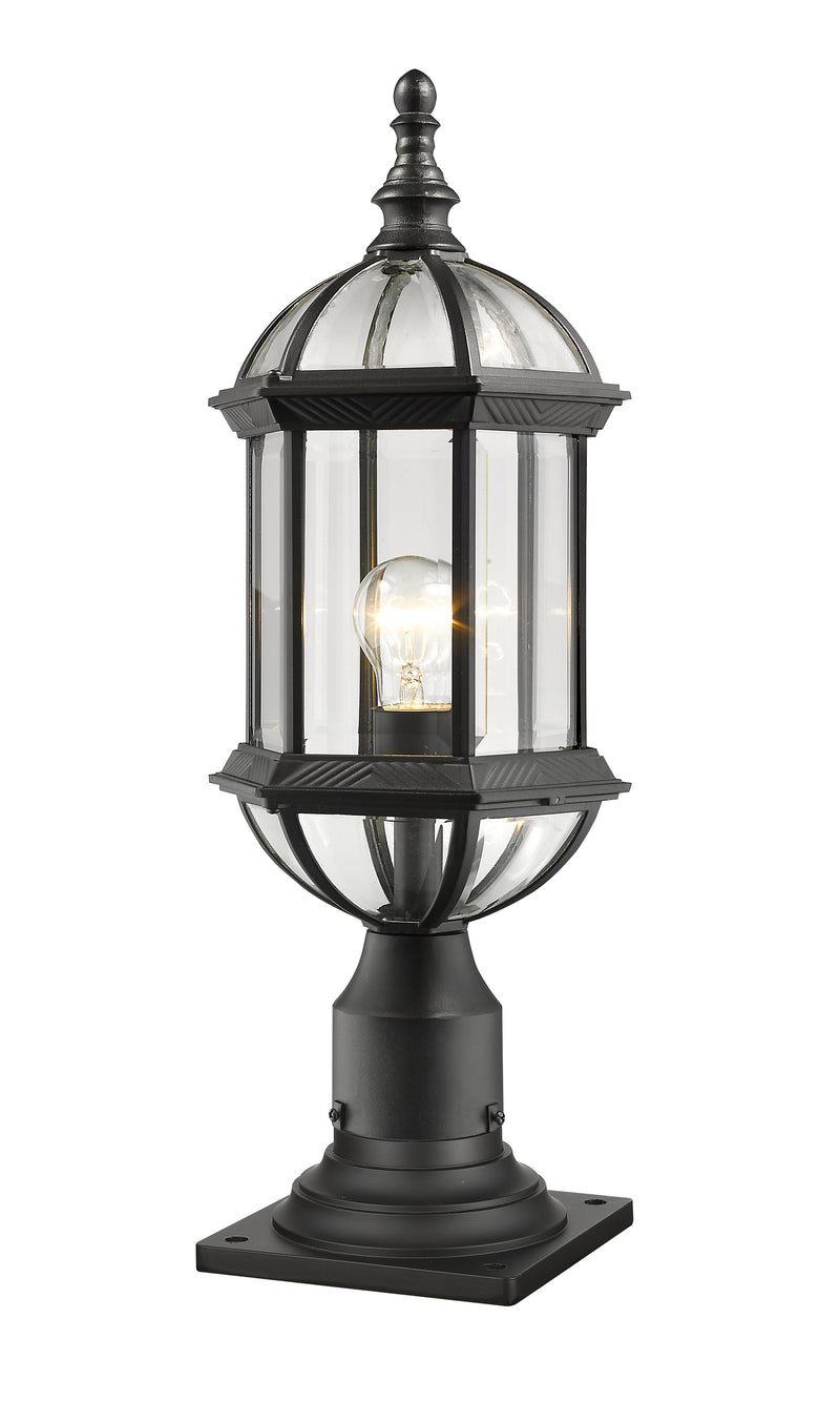 Annex 1 Light 8" Outdoor Post Mount Fixture in Black, Pier Mount, 6" Base
