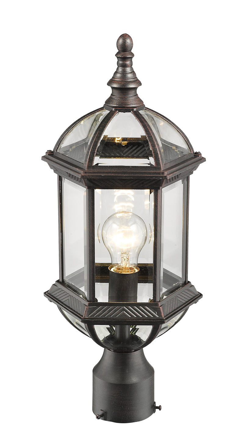 Annex 1 Light 8" Outdoor Post Mount Fixture in Rust, Post Top Only