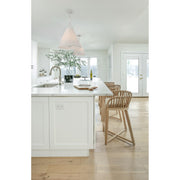 Broche 4 Light 18" Pendant in Matte White in a room setting