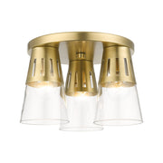 Brynhurst 3-Light Flush Mount in Natural Brass
