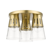 Brynhurst 3-Light Flush Mount in Natural Brass