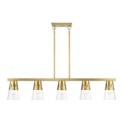 Brynhurst 5-Light Large Linear Chandelier in Natural Brass
