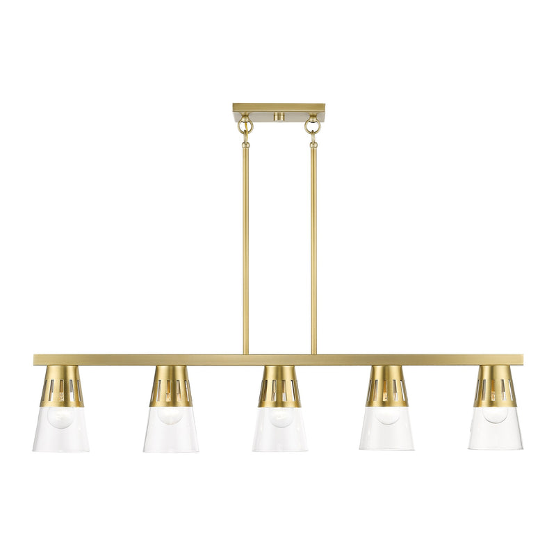 Brynhurst 5-Light Large Linear Chandelier in Natural Brass