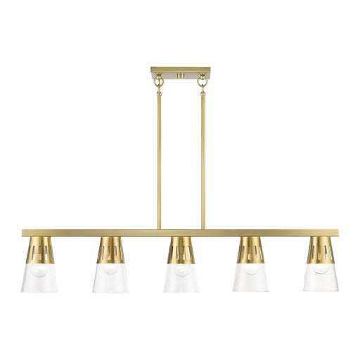 Brynhurst 5-Light Large Linear Chandelier in Natural Brass