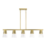Brynhurst 5-Light Large Linear Chandelier in Natural Brass