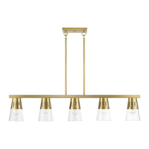 Brynhurst 5-Light Large Linear Chandelier in Natural Brass