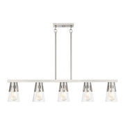 Brynhurst 5-Light Large Linear Chandelier in Brushed Nickel