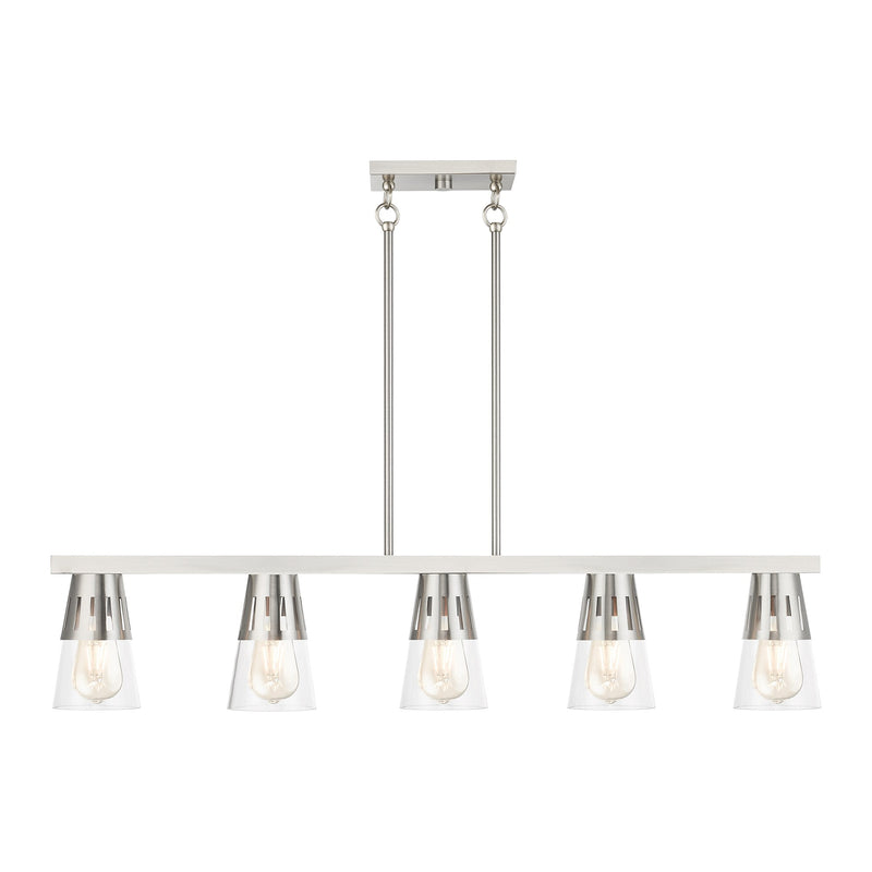 Brynhurst 5-Light Large Linear Chandelier in Brushed Nickel