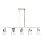 Brynhurst 5-Light Large Linear Chandelier in Brushed Nickel