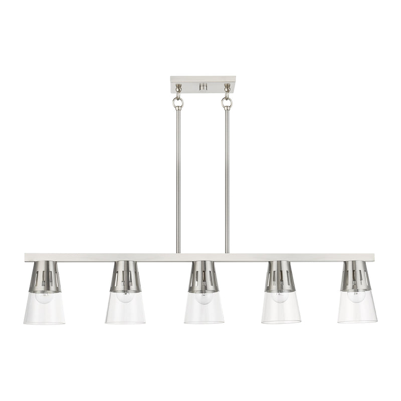 Brynhurst 5-Light Large Linear Chandelier in Brushed Nickel