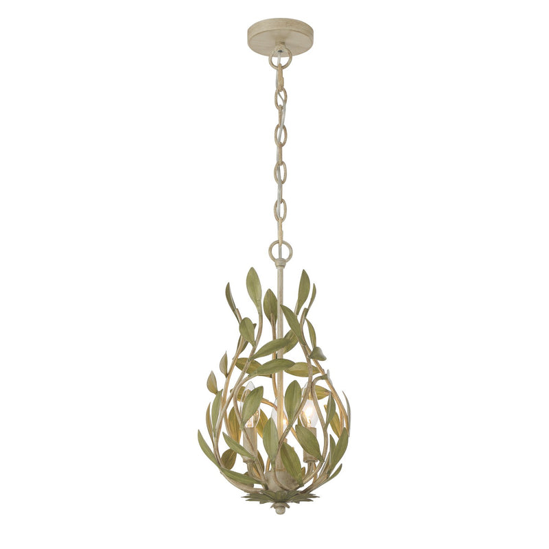 Broche 3 Light 9" Chandelier in Champagne Green Tea