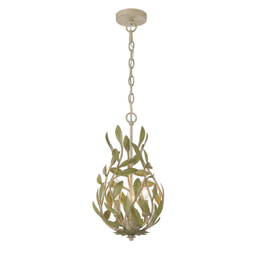 Broche 3 Light 9" Chandelier in Champagne Green Tea