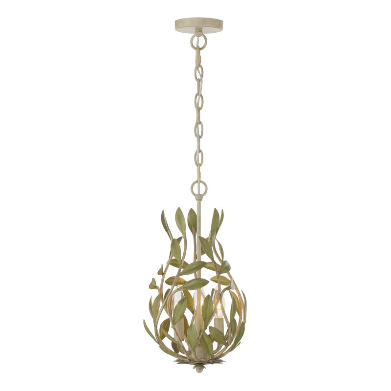 Broche 3 Light 9" Chandelier in Champagne Green Tea