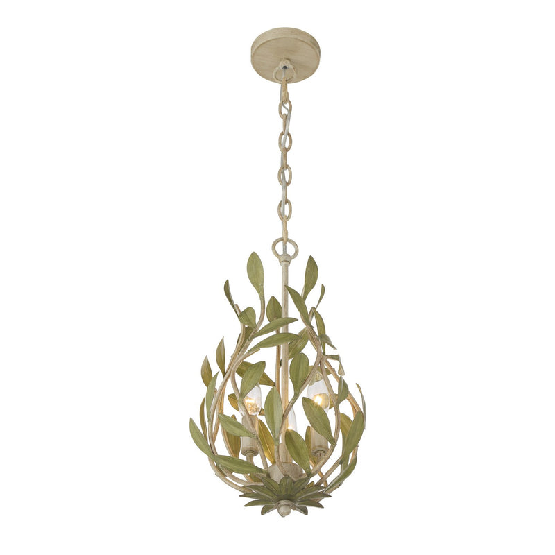Broche 3 Light 9" Chandelier in Champagne Green Tea