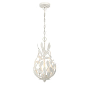 Broche 3 Light 9" Chandelier in Matte White