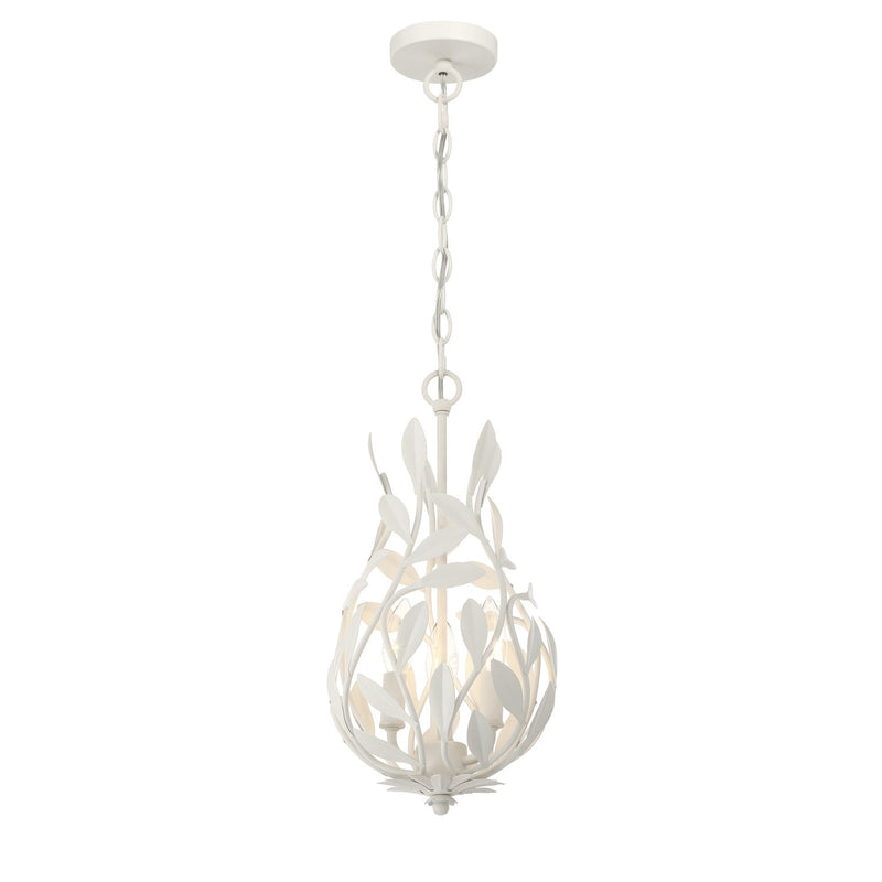Broche 3 Light 9" Chandelier in Matte White