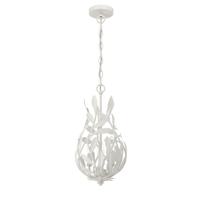Broche 3 Light 9" Chandelier in Matte White
