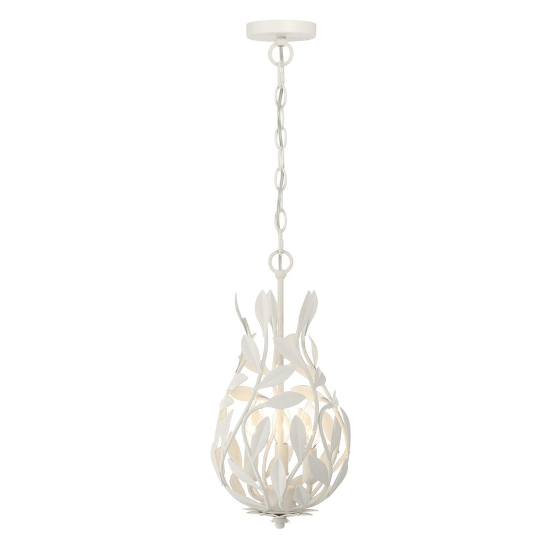 Broche 3 Light 9" Chandelier in Matte White