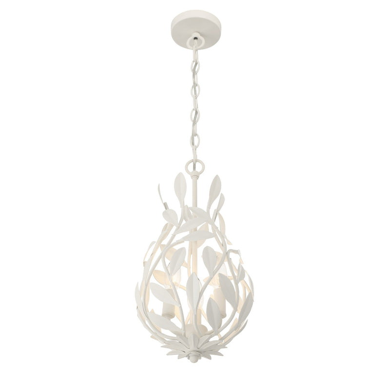 Broche 3 Light 9" Chandelier in Matte White