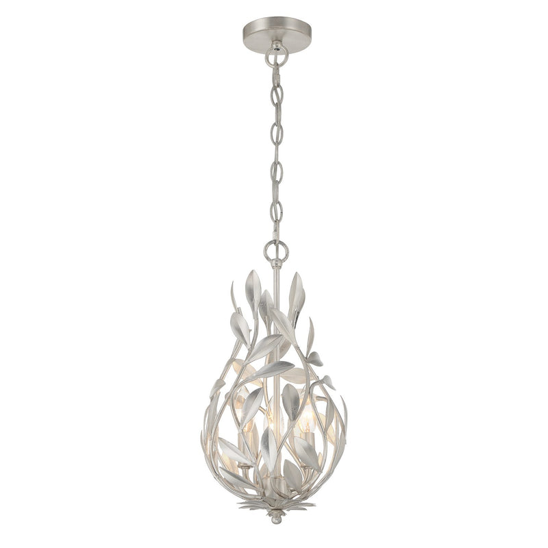 Broche 3 Light 9" Chandelier in Antique Silver