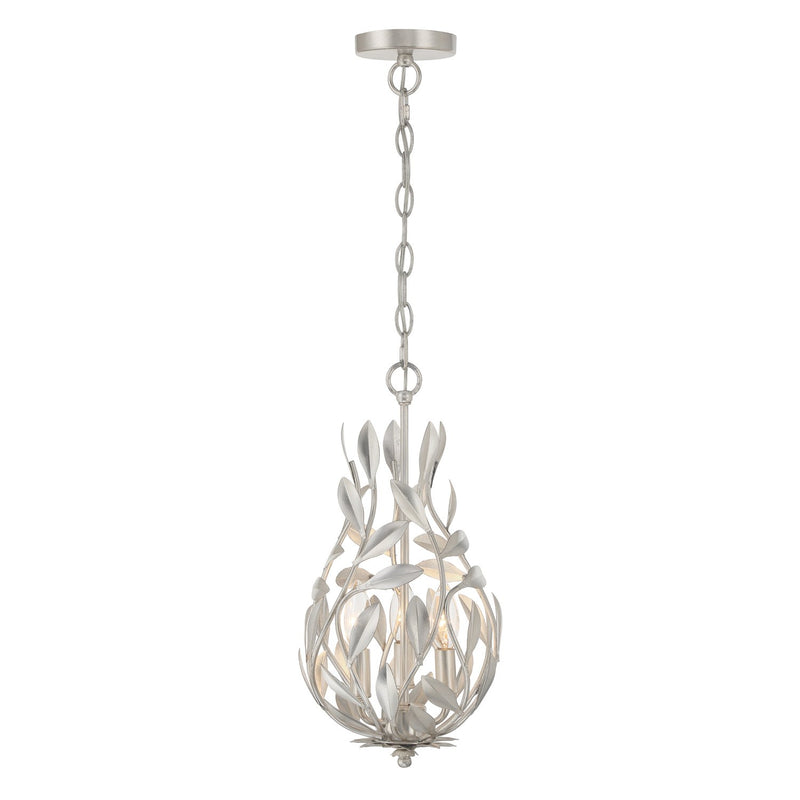 Broche 3 Light 9" Chandelier in Antique Silver