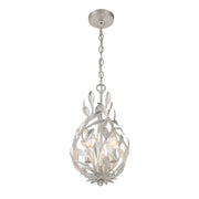 Broche 3 Light 9" Chandelier in Antique Silver