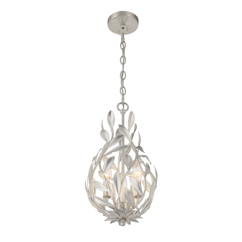 Broche 3 Light 9" Chandelier in Antique Silver
