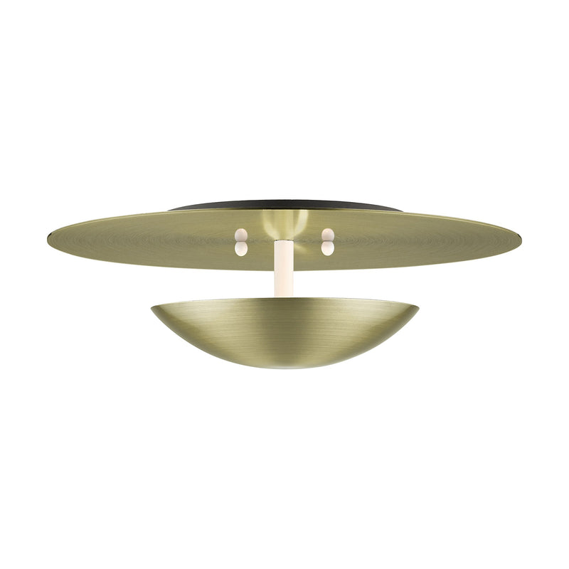 Ventura 2-Light Large Semi-Flush Mount / Wall Sconce in Antique Brass