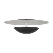 Ventura 2-Light Large Semi-Flush Mount / Wall Sconce in Black with Brushed Nickel Reflector Backplate