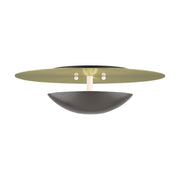 Ventura 2-Light Large Semi-Flush Mount / Wall Sconce in English Bronze with Antique Brass Reflector Backplate