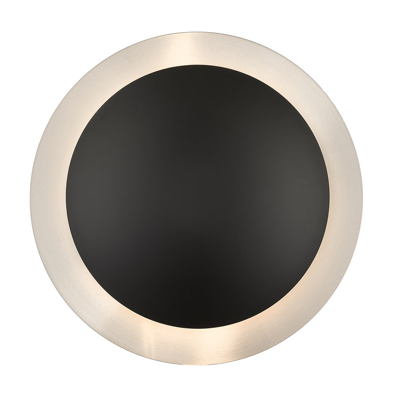 Ventura 2-Light Medium ADA Semi-Flush Mount / Wall Sconce in Black with Brushed Nickel Reflector Backplate
