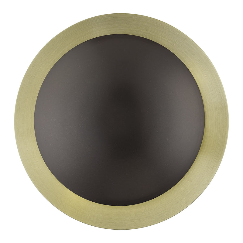 Ventura 2-Light Medium ADA Semi-Flush Mount / Wall Sconce in English Bronze with Antique Brass Reflector Backplate